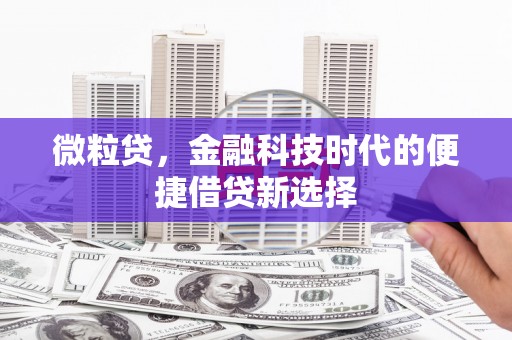 永胜微粒贷，金融科技时代的便捷借贷新选择